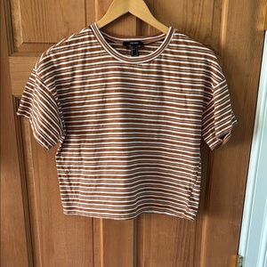 Forever 21 Size Small Striped Brown and White Women's Top